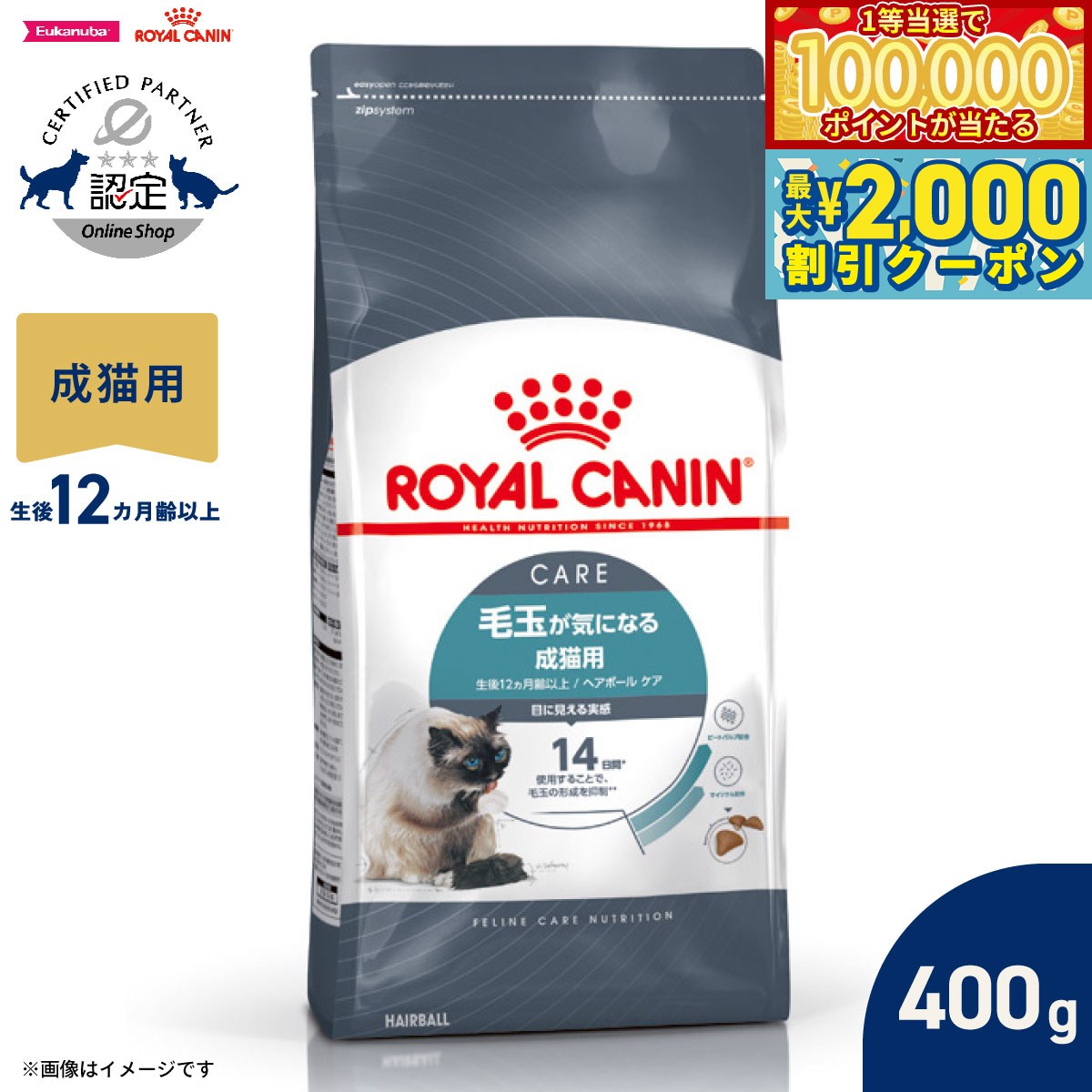 Royal Canin - 【マラソン限定！最大2000円OFFクーポン＆1等最大10万ポイント】ロイヤルカナン 猫 キャットフード フィーラインケアニュートリション ヘアボールケア 400g 正規品 毛玉が気になる猫専用フード 成猫用