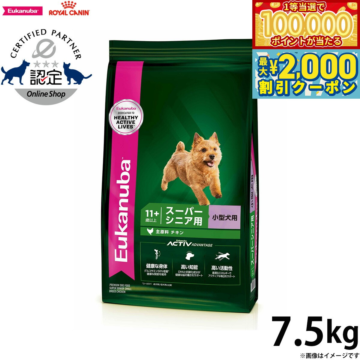 Royal Canin - 【マラソン限定！最大2000円OFFクーポン＆1等最大10万ポイント】ユーカヌバ Eukanuba ドッグフード スモール スーパーシニア 7.5kg 犬 ドライフード 老齢犬用 小型犬