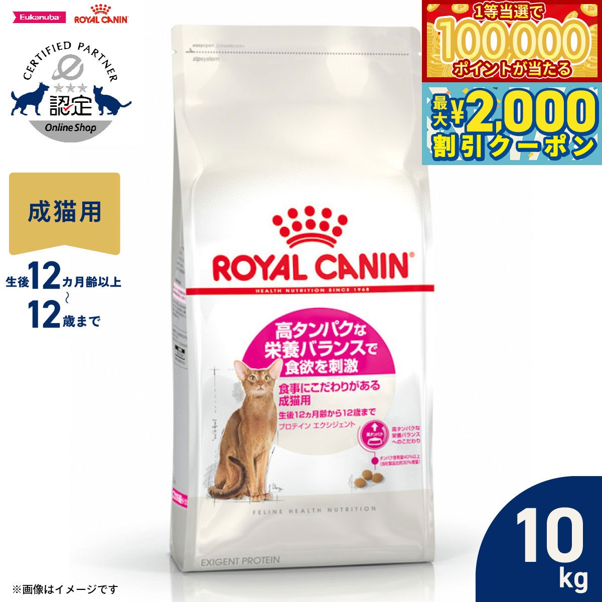 【当店限定Wイベント！最大2000円OFFクーポン＆1等最大10万ポイント】ロイヤルカナン 猫 キャットフード フィーラインヘルスニュートリション プロテインエクシジェント 10kg 正規品 高タンパクな栄養バランスにこだわる猫専用フード 成猫用