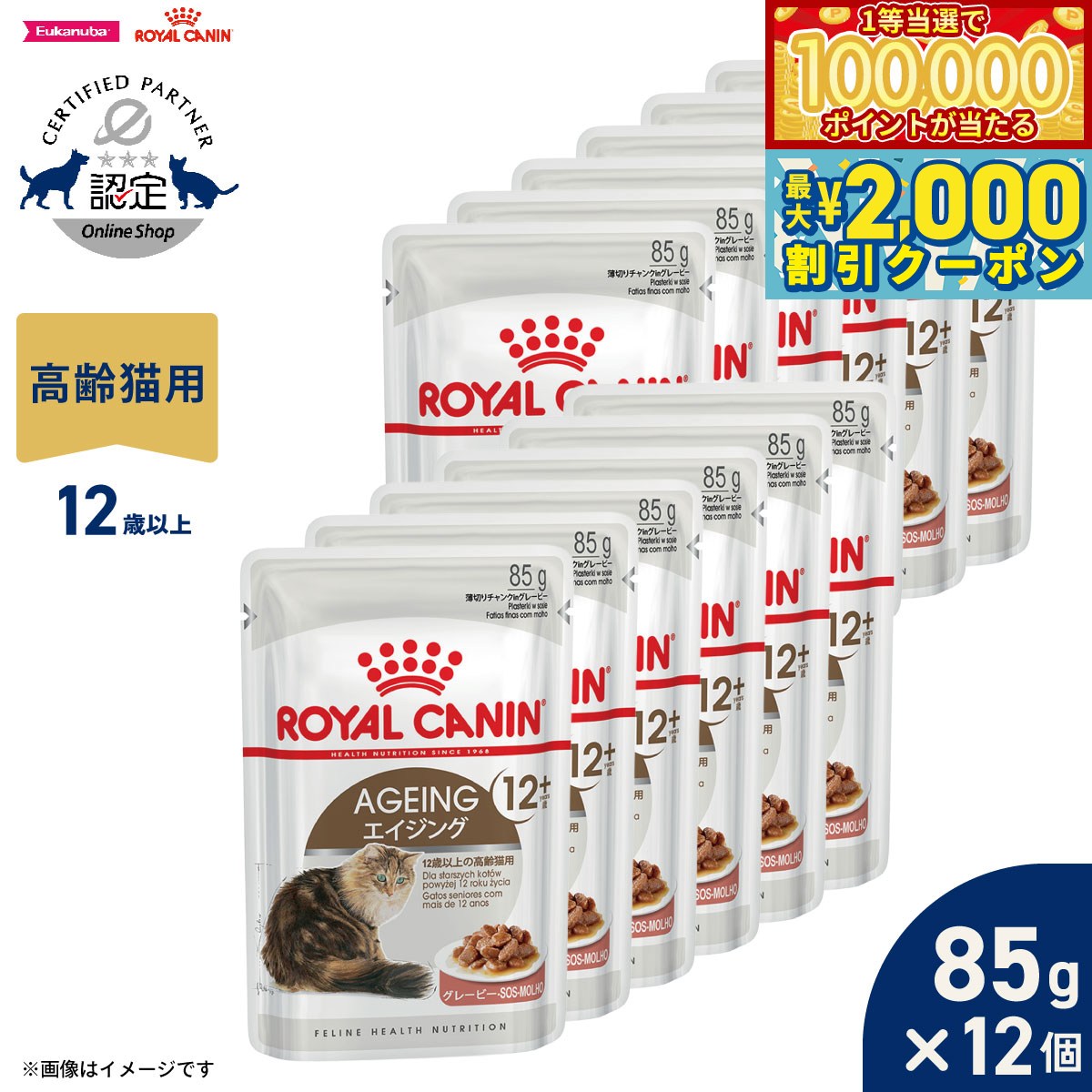 Royal Canin - 【マラソン限定！最大2000円OFFクーポン＆1等最大10万ポイント】ロイヤルカナン 猫 キャットフード フィーラインヘルスニュートリション ウェットフード エイジング 12＋ 85g×12個 正規品 猫専用ウェットフード 高齢猫用