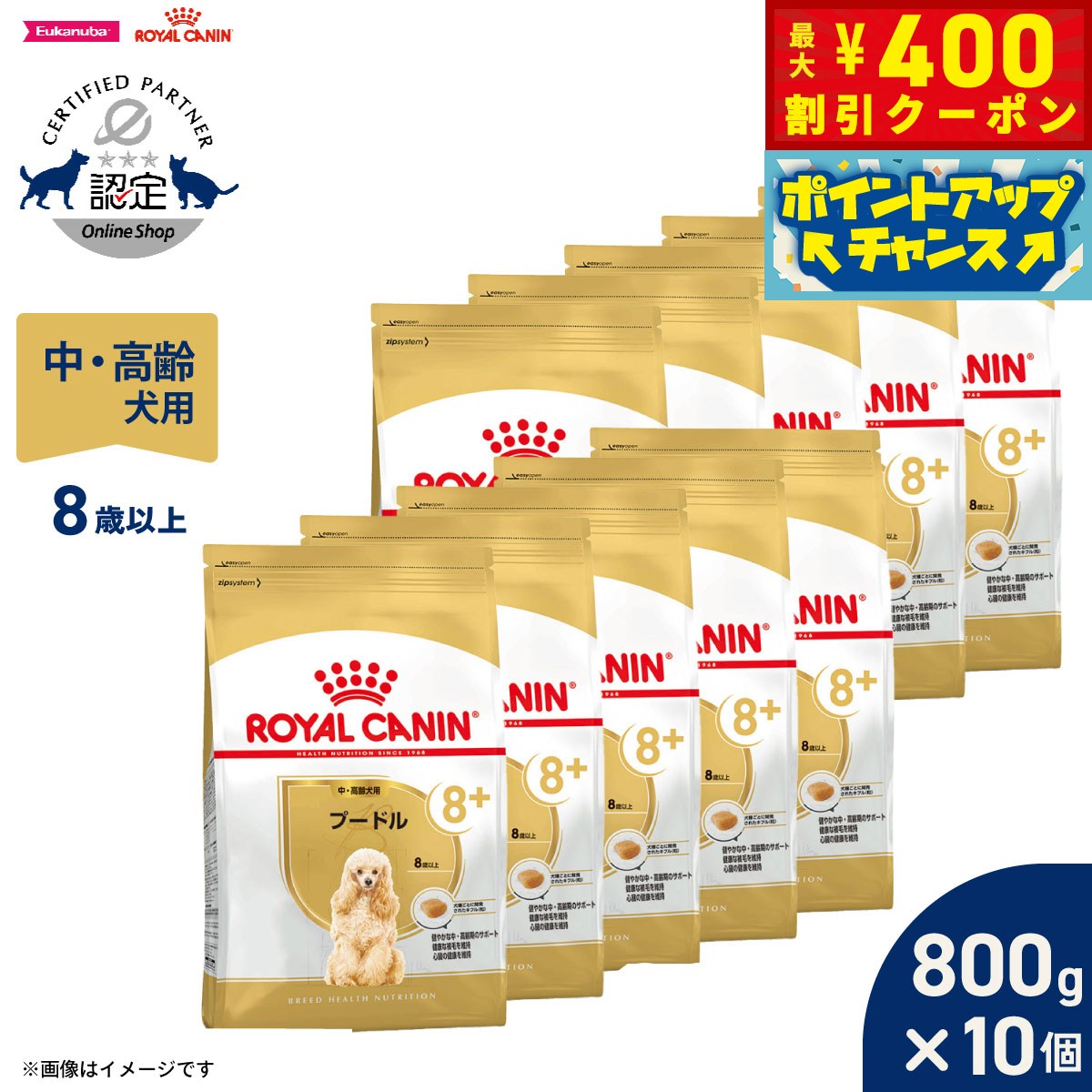Royal Canin - 【400円OFFクーポン！＆店内ポイント最大42倍！本日限定！】ロイヤルカナン 犬 ドッグフード ブリードヘルスニュートリション プードル専用フード 中 高齢犬用 800g×10個 正規品