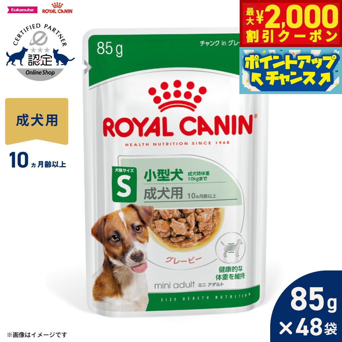 【最大2000円OFFクーポン！＆店内ポイント最大54倍！本日限定！】ロイヤルカナン 犬 ドッグフード サイズ ヘルス ニュートリション ウェット ミニ アダルト 小型犬専用ウェットフード 成犬用 85g×48袋 正規品