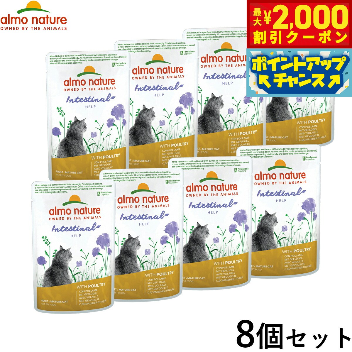 Natural - 【最大2000円OFFクーポン！＆店内ポイント最大50倍！本日限定！】アルモネイチャー キャットフード ファンクショナル センシティブ ポールトリー入りお肉のご馳走 70g×8個セット 猫 ウェットフード パウチ 総合栄養食 全猫種 成猫 お腹 胃腸のケア用