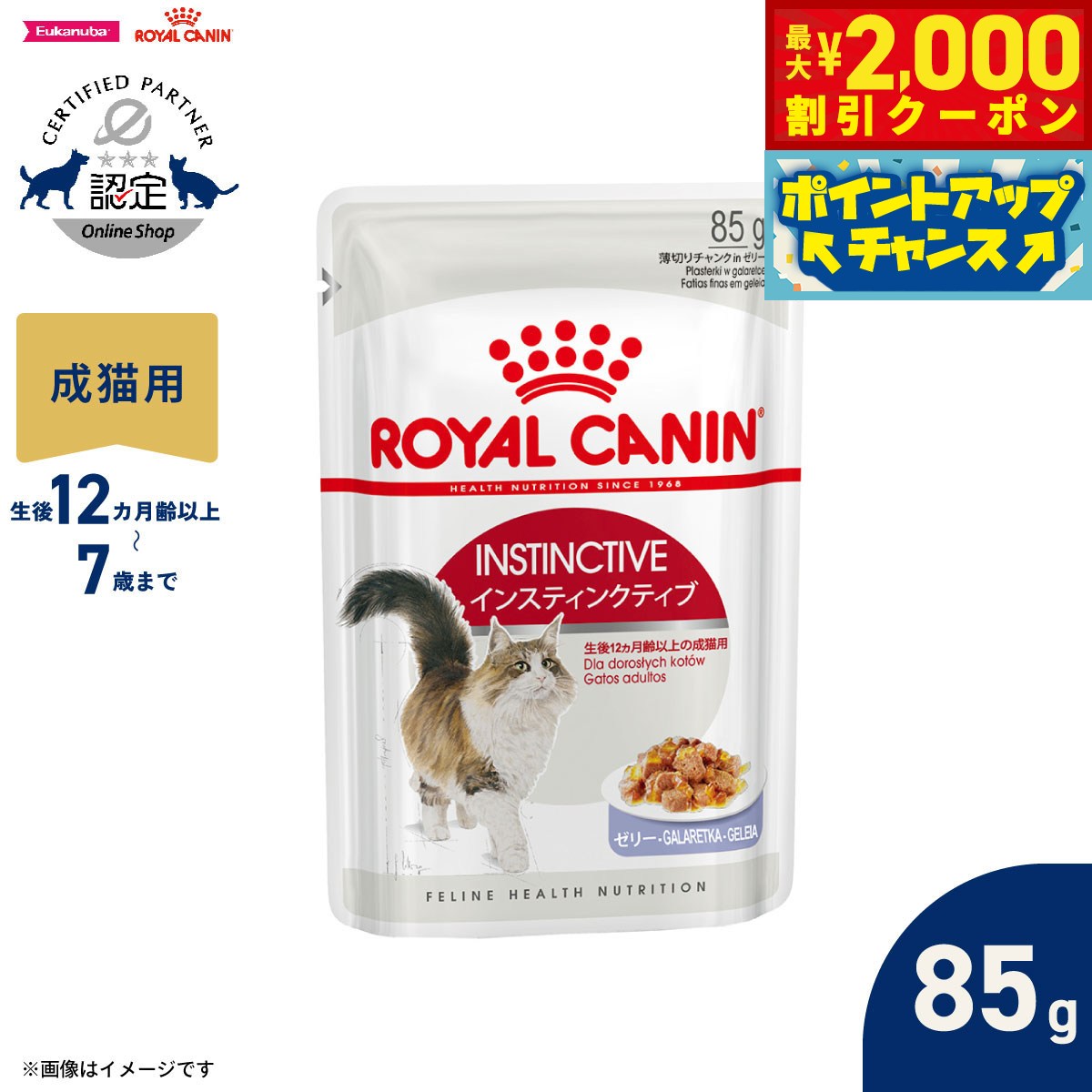 Natural - 【最大2000円OFFクーポン！＆店内ポイント最大50倍！マラソン限定！】ロイヤルカナン 猫 キャットフード フィーラインヘルスニュートリション ウェットフード インスティンクティブ ゼリー 85g 正規品 猫専用ウェットフード 成猫用