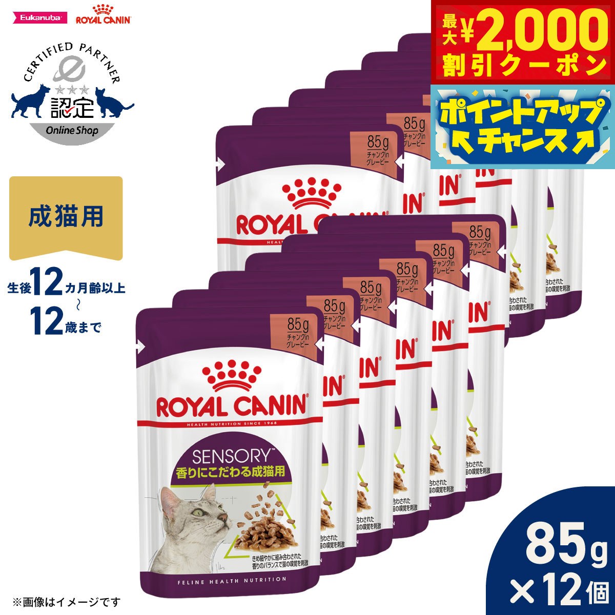 Natural - 【最大2000円OFFクーポン！＆店内ポイント最大50倍！本日限定！】ロイヤルカナン 猫 キャットフード フィーラインヘルスニュートリション ウェット センサリー 香りにこだわる成猫用 85g×12袋 正規品 猫専用ウェットフード 成猫用