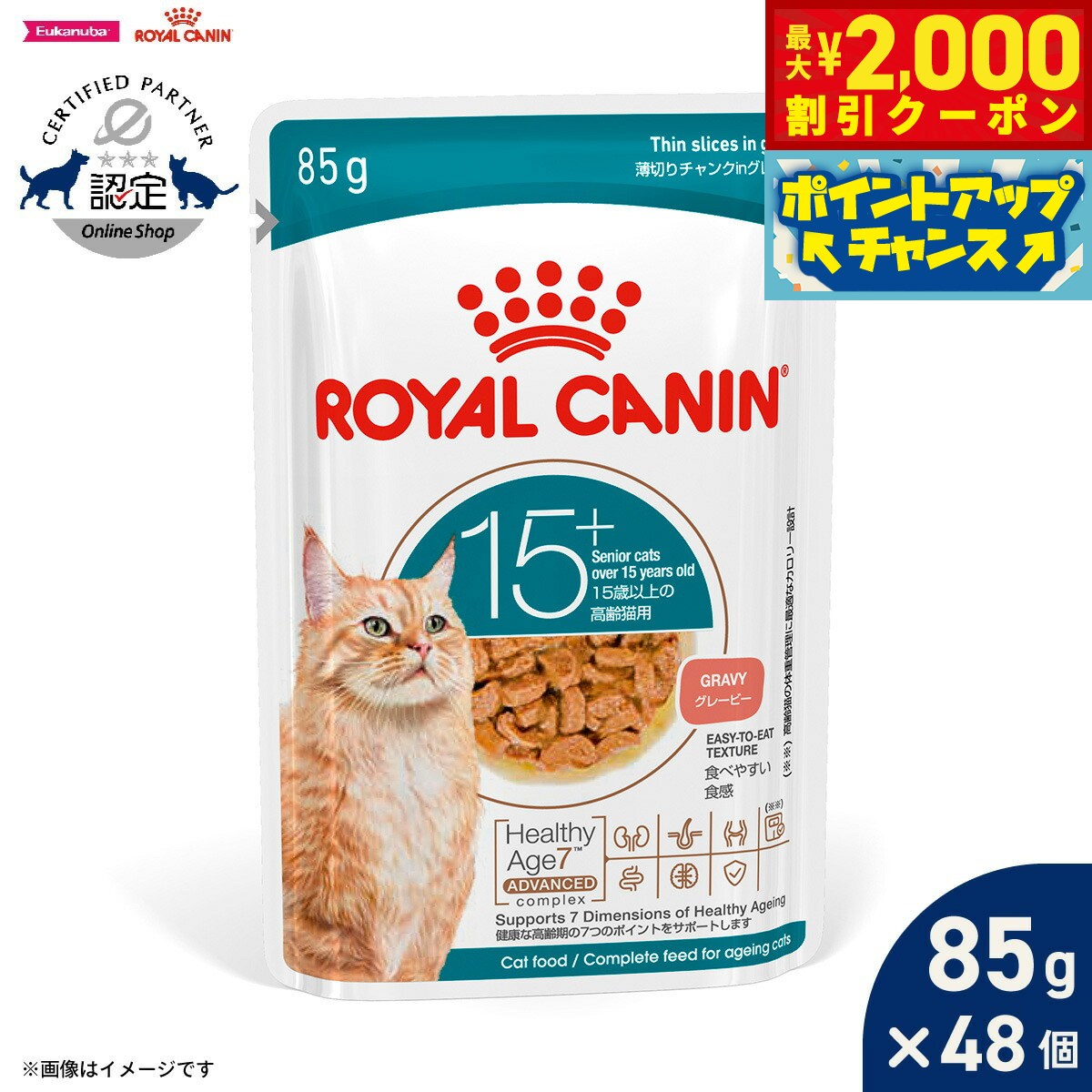 Rakuten - 【最大2000円OFFクーポン！＆店内ポイント最大54倍！本日限定！】ロイヤルカナン ROYAL CANIN キャットフード フィーライン ヘルス ニュートリション ウェット グレービー エイジング15＋ 85g×48個 猫 パウチ ハイシニア猫 老猫 高齢 15歳以上