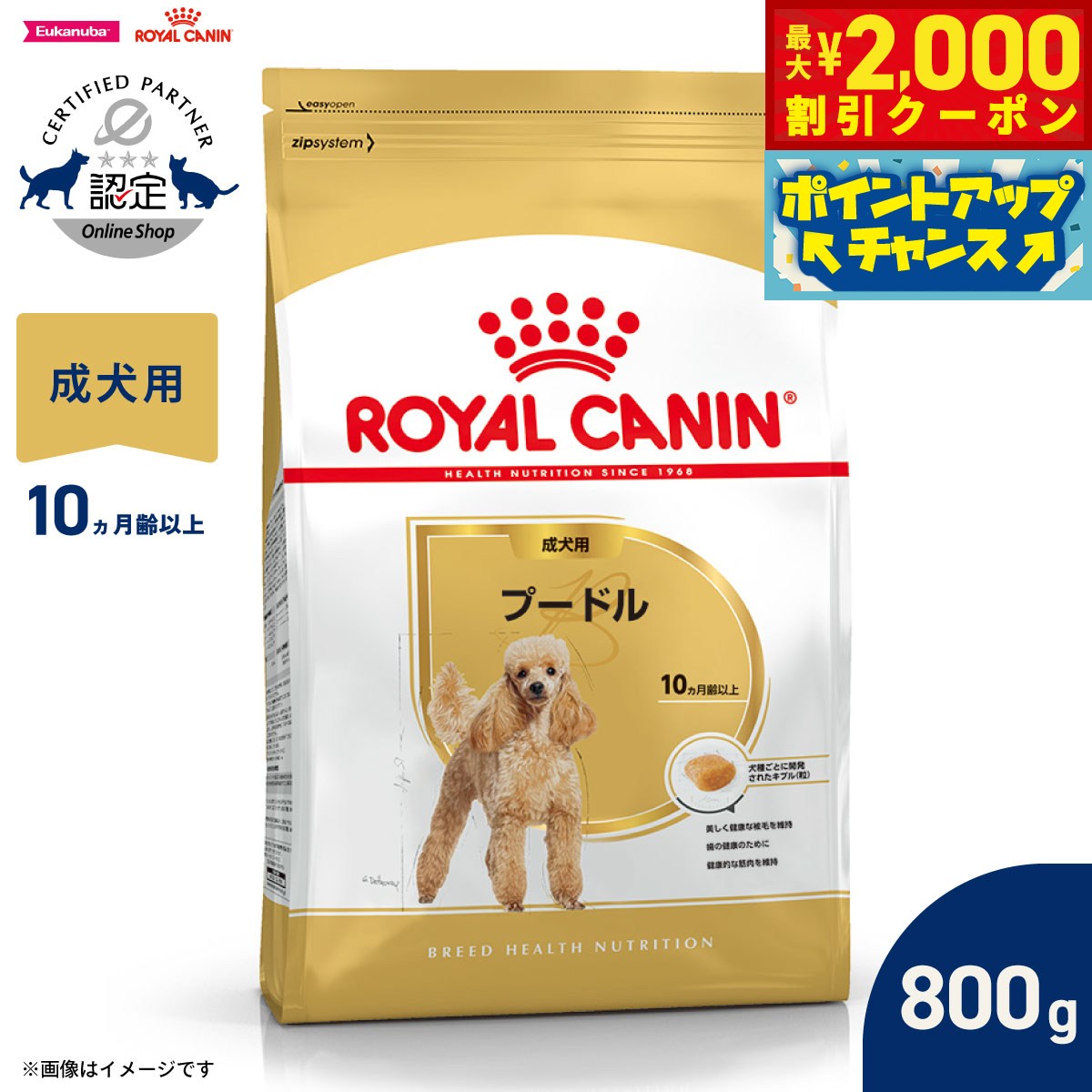 楽天市場】ロイヤルカナン プードル 800gの通販