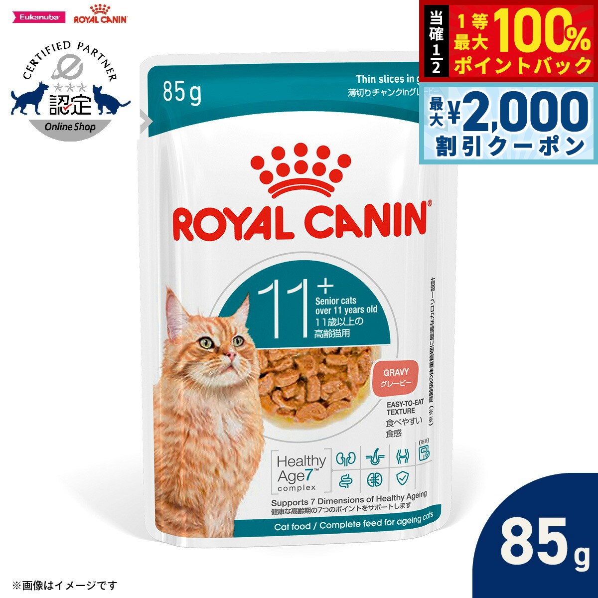 【7/5限定！2000円OFFクーポン＆抽選で1万ポイントバック】ロイヤルカナン ROYAL CANIN キャットフード フィーライン ヘルス ニュートリション ウェット グレービー エイジング11＋ 85g 猫 パウチ シニア猫 老猫 高齢 11歳以上