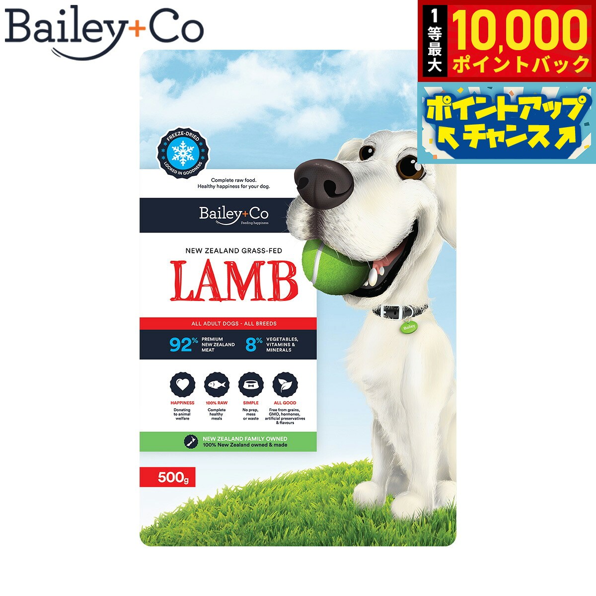 【8/20限定！抽選で最大1万ポイントバック】ベイリーコー Bailey＋Co ドッグフード フリーズドライ コンプリート ラム 無添加 総合栄養食 ローフード