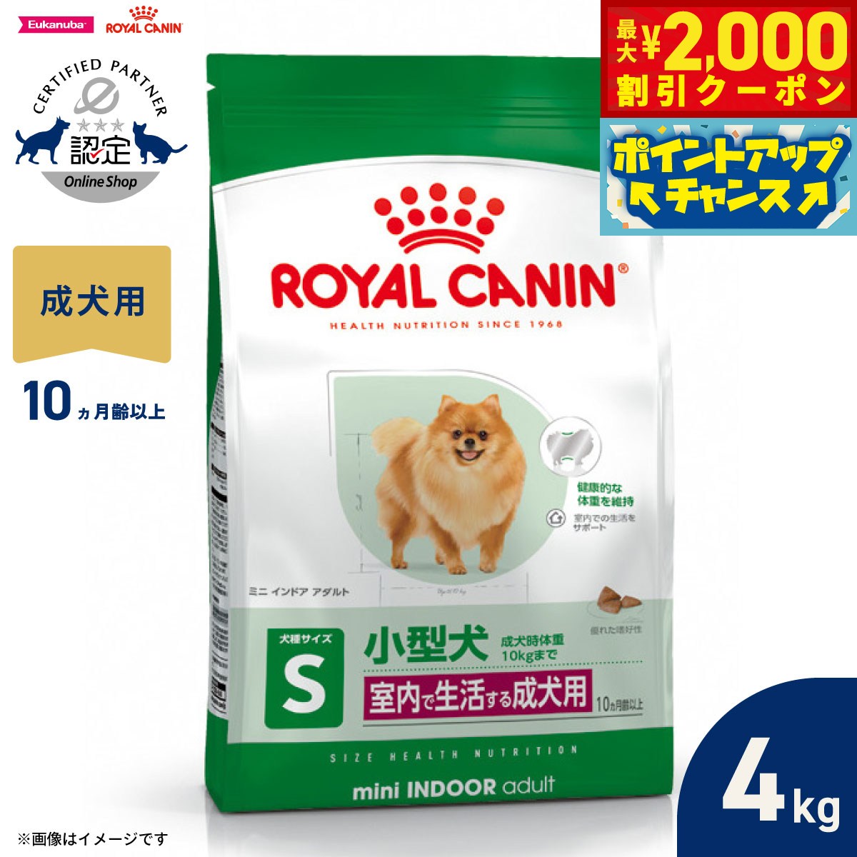 【最大2000円OFFクーポン！＆店内ポイント最大51倍！本日限定！】ロイヤルカナン 犬 ドッグフード ミニ インドア アダルト 4kg 正規品 室内で生活する小型犬専用 成犬用