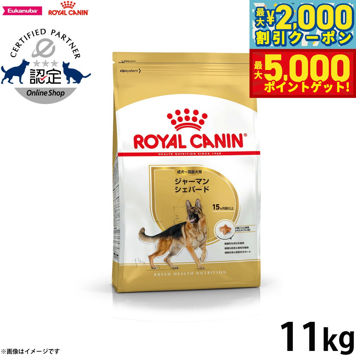 【最大2000円OFFクーポン＆ポイントさらに+5倍】ロイヤルカナン 犬 ドッグフード ブリードヘルスニュートリション ジャーマンシェパード専用フード 成犬〜高齢犬用 11kg 正規品