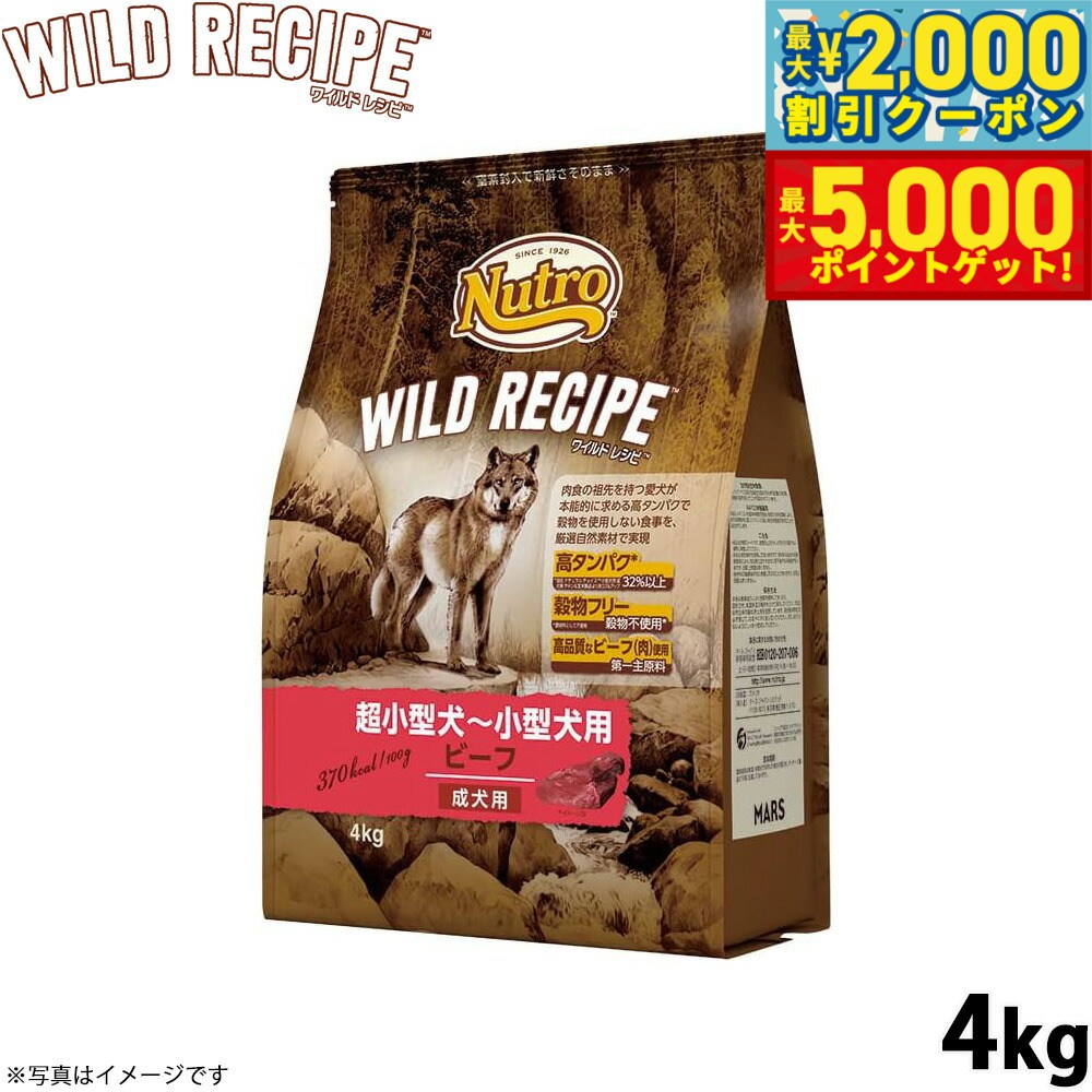 【最大2000円OFFクーポン＆ポイントさらに+5倍】ニュートロ ワイルド レシピ 超小型犬〜小型犬用 成犬用 ビーフ 4kg（ドッグフード 穀物フリー グレインフリー 無添加 犬）