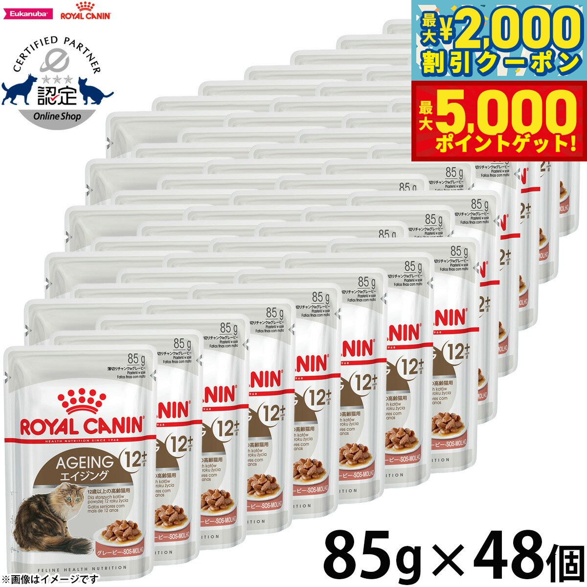 【最大2000円OFFクーポン＆ポイントさらに+5倍】ロイヤルカナン 猫 キャットフード ウェットフード エイジング 12＋ 85g×48パウチセット 正規品 猫用品/ねこグッズ/ペットグッズ/ペット用品 送料無料
