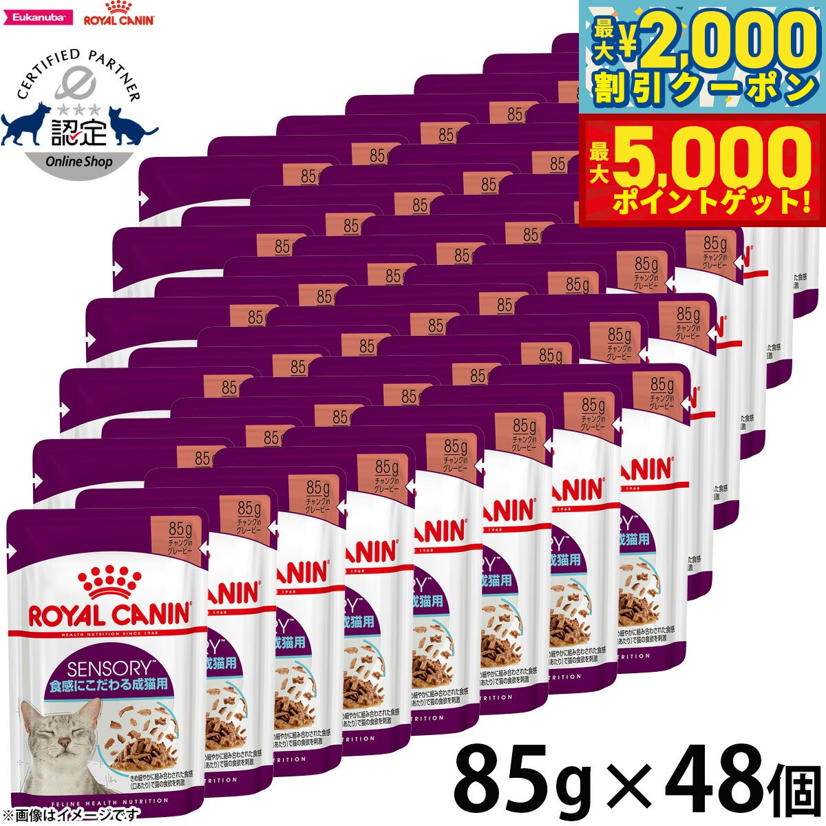 【最大2000円OFFクーポン＆ポイントさらに+5倍】ロイヤルカナン 猫 キャットフード フィーラインヘルスニュートリション ウェット センサリー 食感にこだわる成猫用 85g×48袋【送料無料】 正規品 猫専用ウェットフード 成猫用