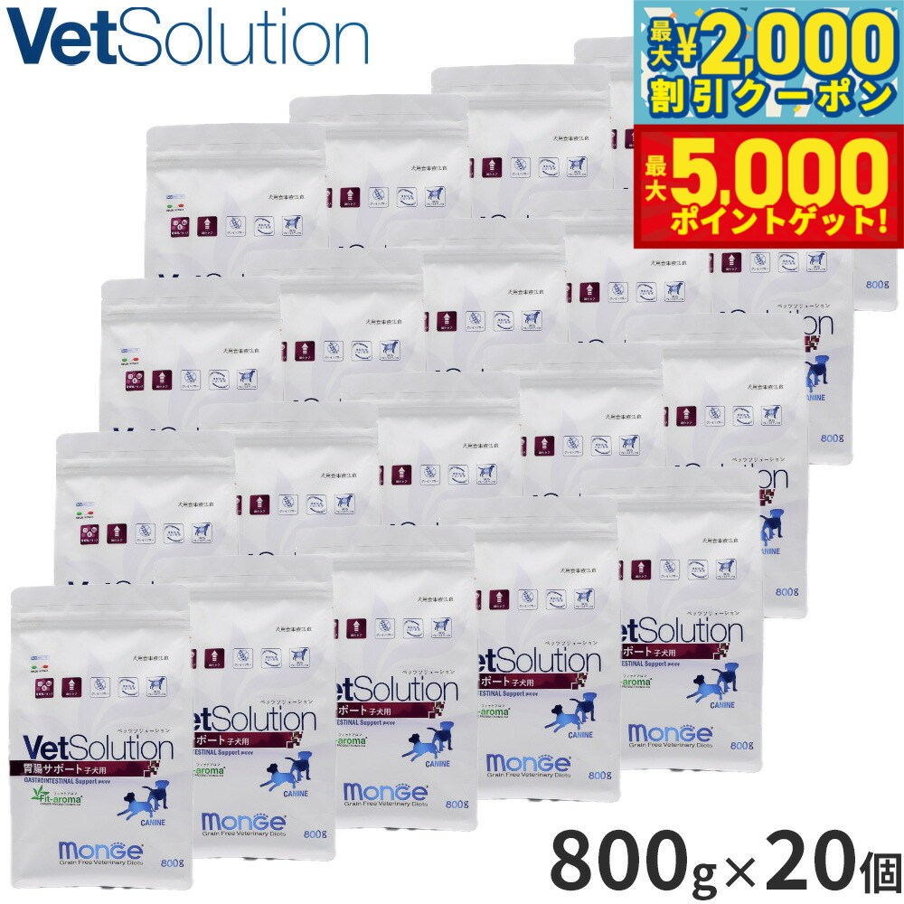 【最大2000円OFFクーポン＆ポイントさらに+5倍】ベッツソリューション Vet Solution ドッグフード 犬用食事療法食 胃腸サポート 子犬用 800g×20個 無添加 小型犬 子犬