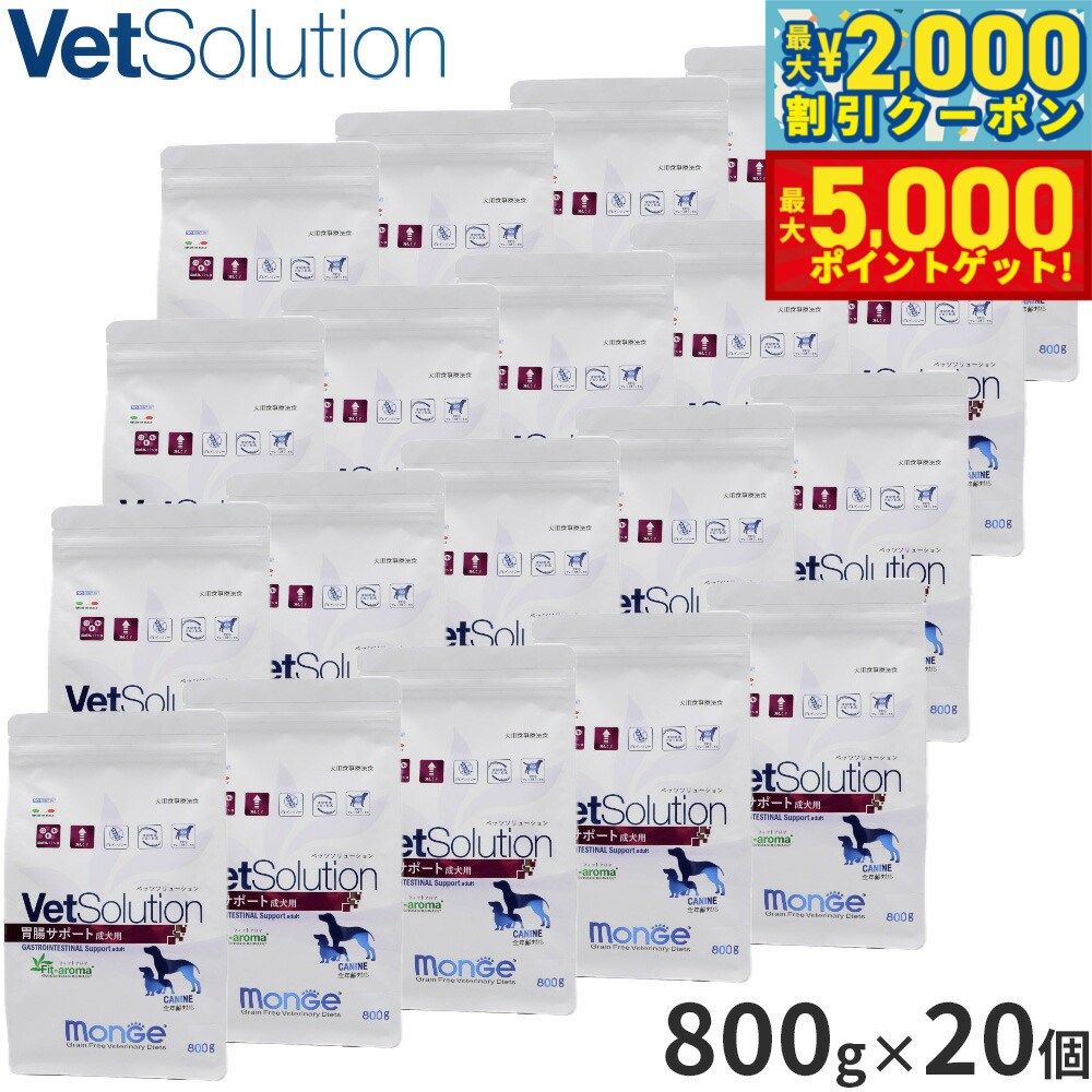 【最大2000円OFFクーポン＆ポイントさらに+5倍】ベッツソリューション Vet Solution ドッグフード 犬用食事療法食 胃腸サポート 800g×20個 無添加 小型犬 成犬