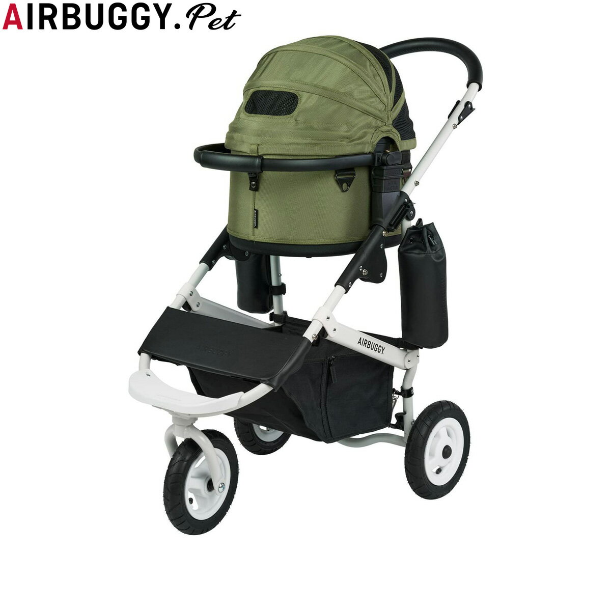 【店内ポイント最大42倍！本日限定！】エアバギー フォー ペット AIRBUGGY FOR PET ペットカート ドーム3 セット ホワイトフレーム スモール モスグリーン ペットバギー 犬 猫
