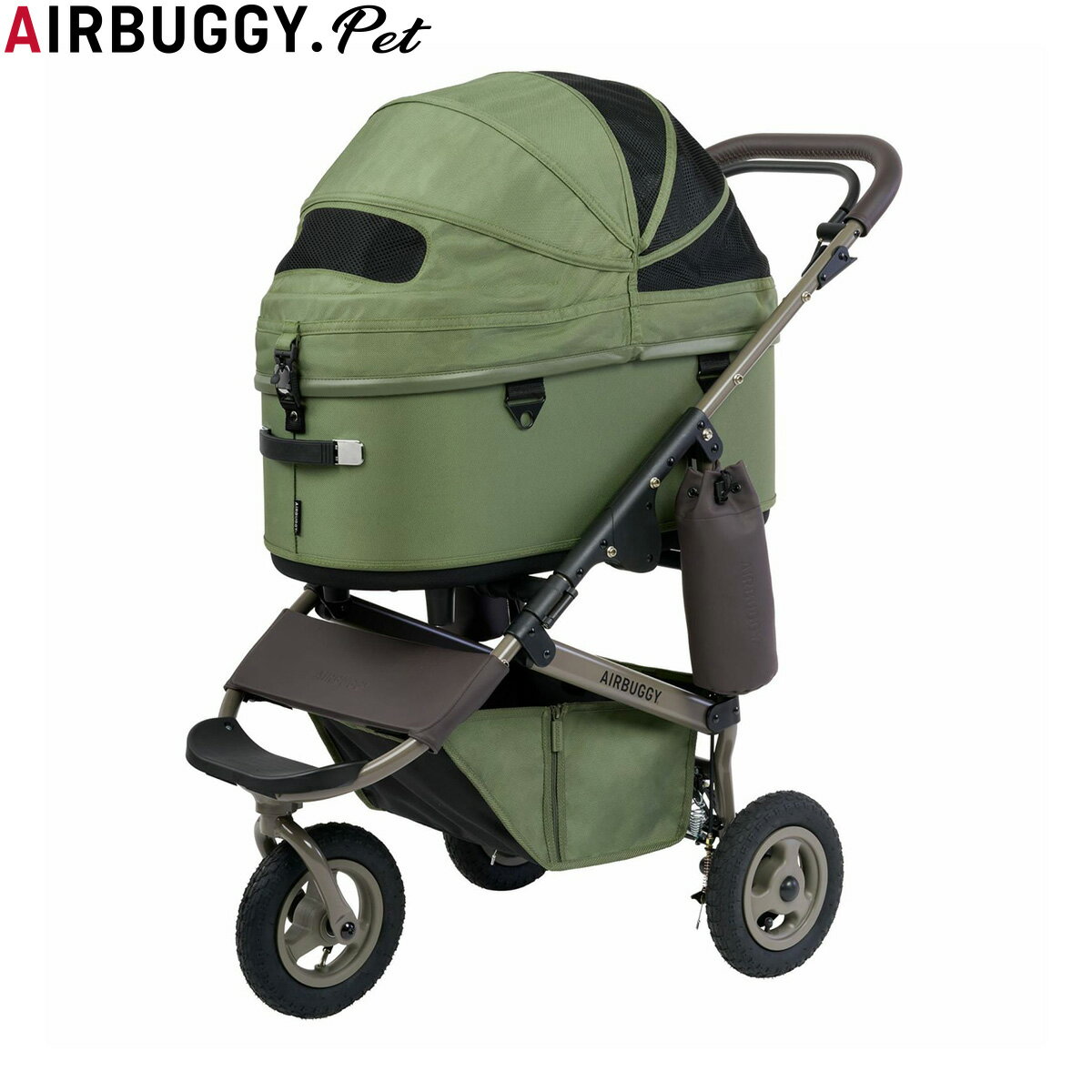 Rakuten - 【店内ポイント最大43倍！本日限定！】エアバギー フォー ペット AIRBUGGY FOR PET ペットカート ドーム3 プレミア セット ラージ モスグリーン ペットバギー 犬 猫