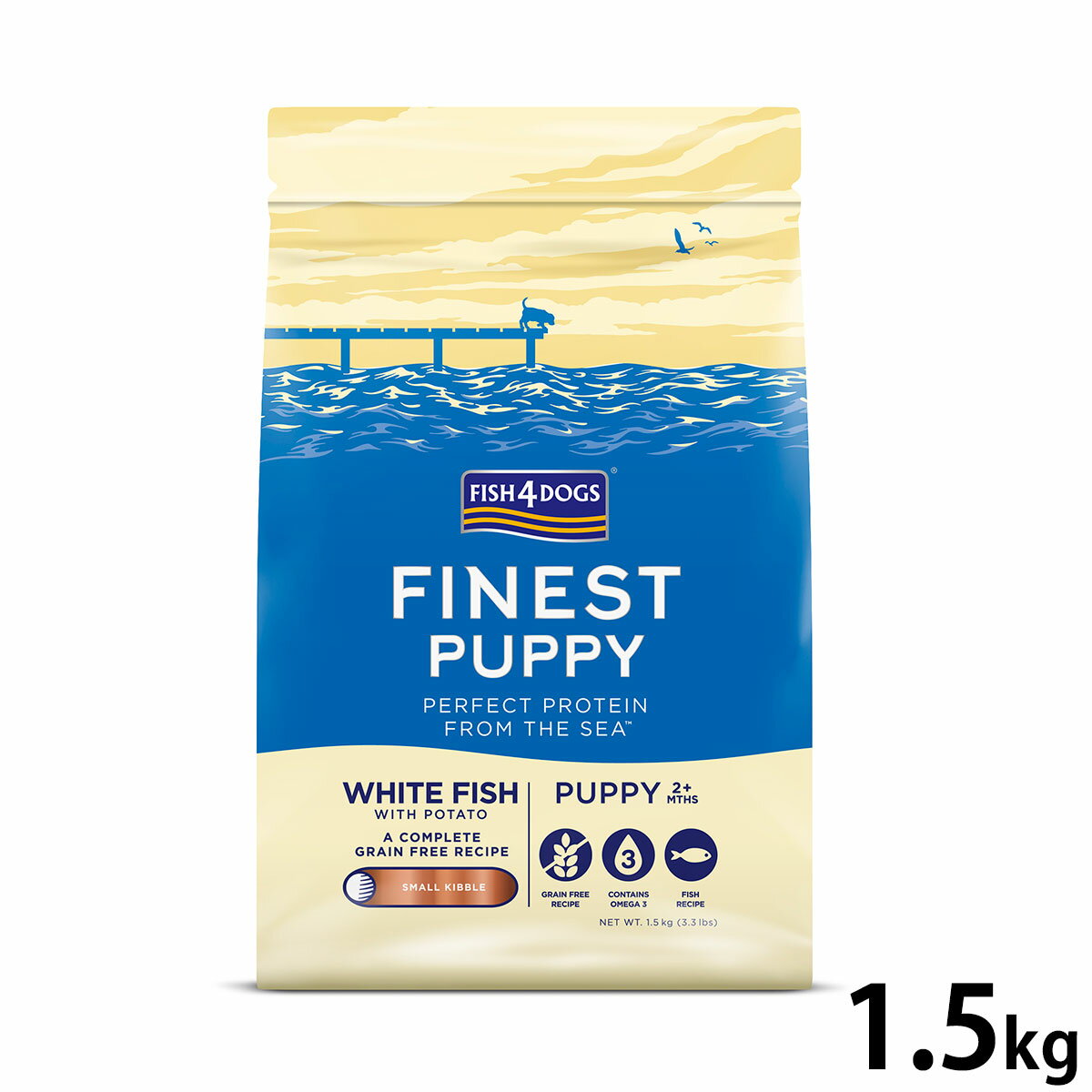 【店内ポイント最大39倍！本日限定！】フィッシュ4ドッグ FISH 4 DOGS ドッグフード ファイネスト パピー 1.5kg【送料無料】 無添加 ドッグフード 子犬用 グレインフリー 穀物不使用 魚