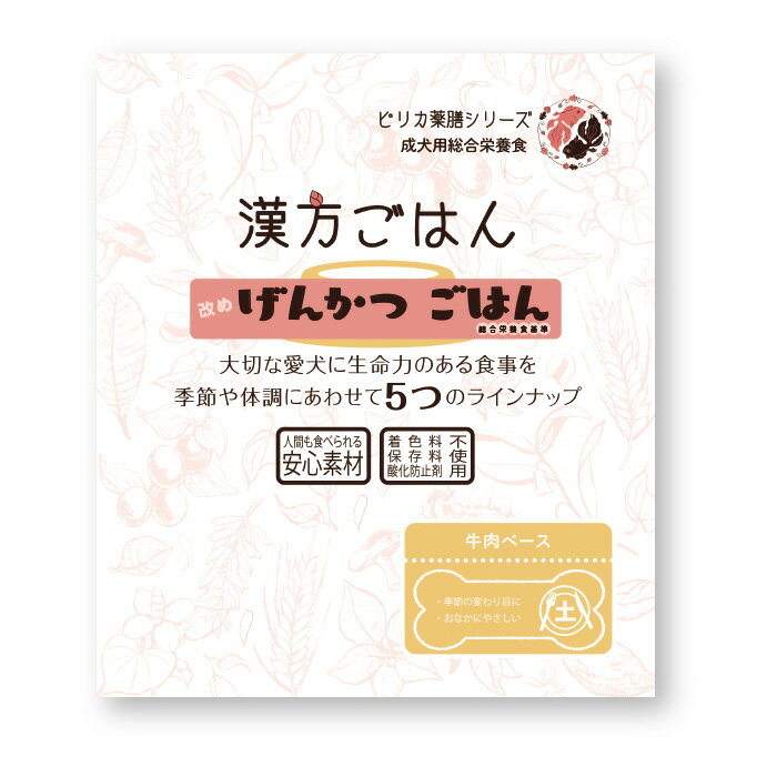 【エントリーでポイント+4倍！楽天モバイル会員限定！】漢方ごはん改めげんかつごはん レトルトタイプ 土（牛肉ベース） 80g ドッグフード ウェットフード 無添加