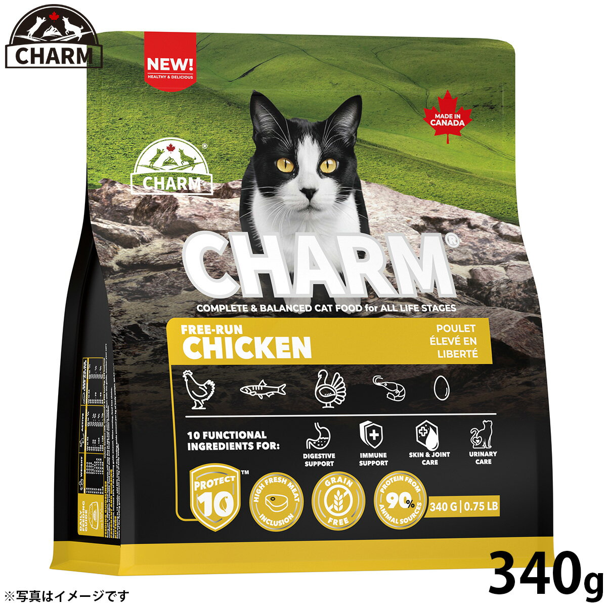 【27日10時から！エントリーでP+4倍！モバイル会員限定！】チャーム CHARM フリーランチキン 鶏肉 キャットフード グレインフリー 340g 無添加 穀物フリー 穀物不使用 小麦不使用 グルテンフリー 猫 ナチュラル