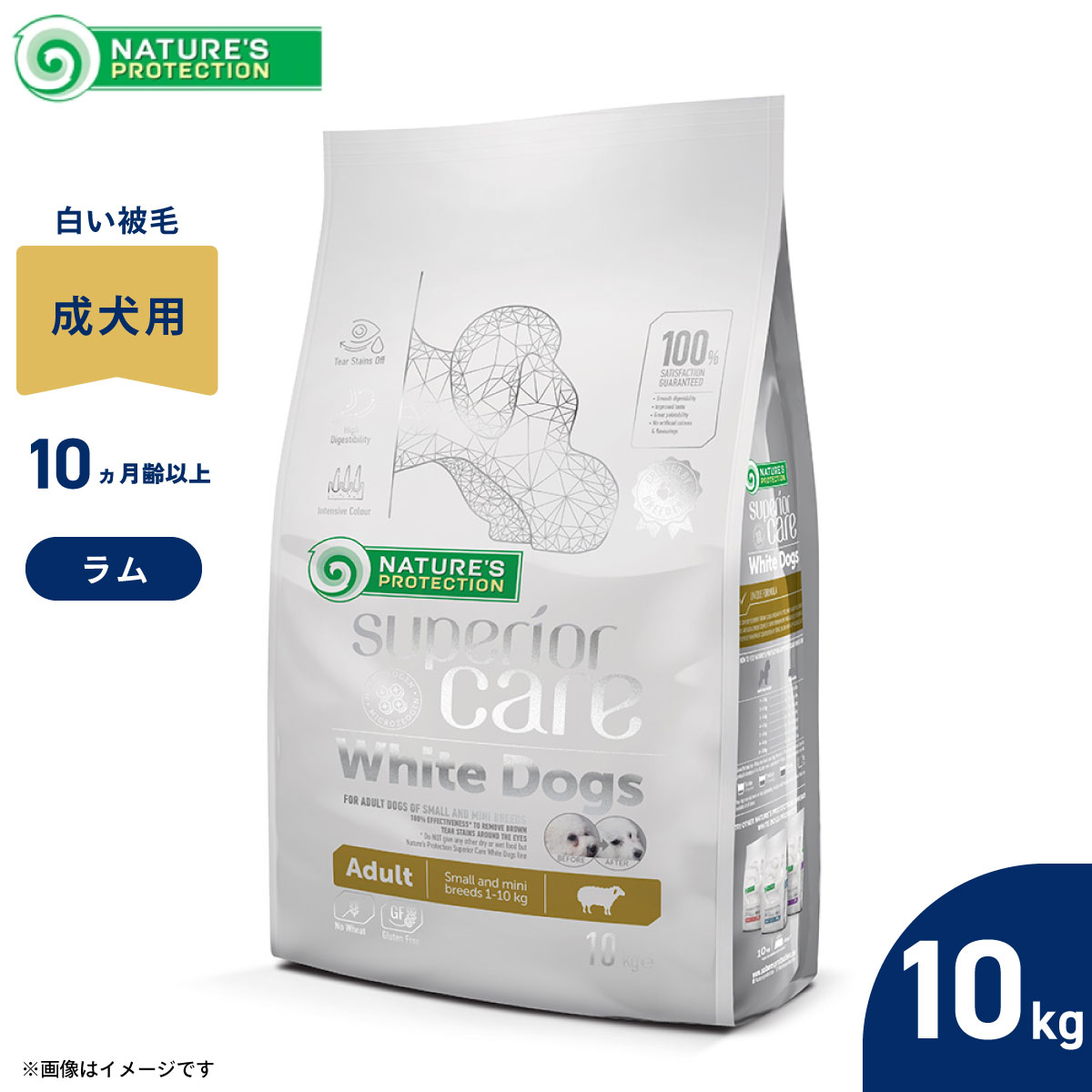 【店内ポイント最大45倍！本日限定！】ネイチャーズプロテクション ドッグフード ホワイトドッグ 10kg（白毛種 ホワイトコート 成犬 無添加 グルテンフリー プードル マルチーズ ビションフリーゼ シーズー 涙やけ対策）