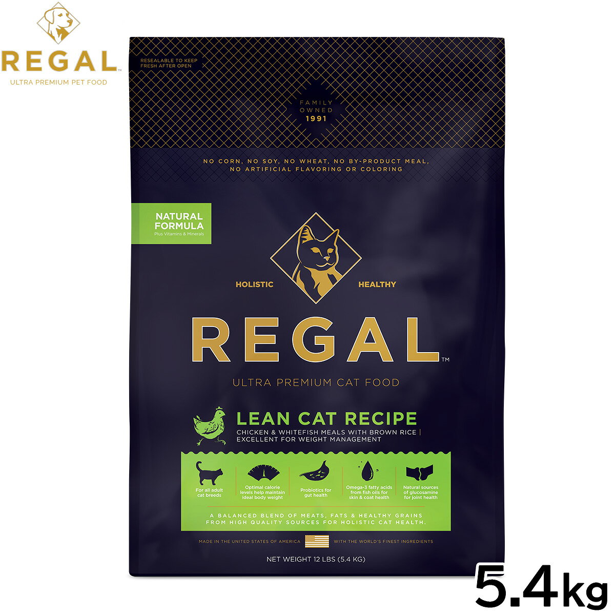【27日10時から！エントリーでP+4倍！モバイル会員限定！】リーガル REGAL キャットフード リーン キャットレシピ 全猫種・成猫・老猫用 5.4kg 無添加 低脂肪 低カロリー