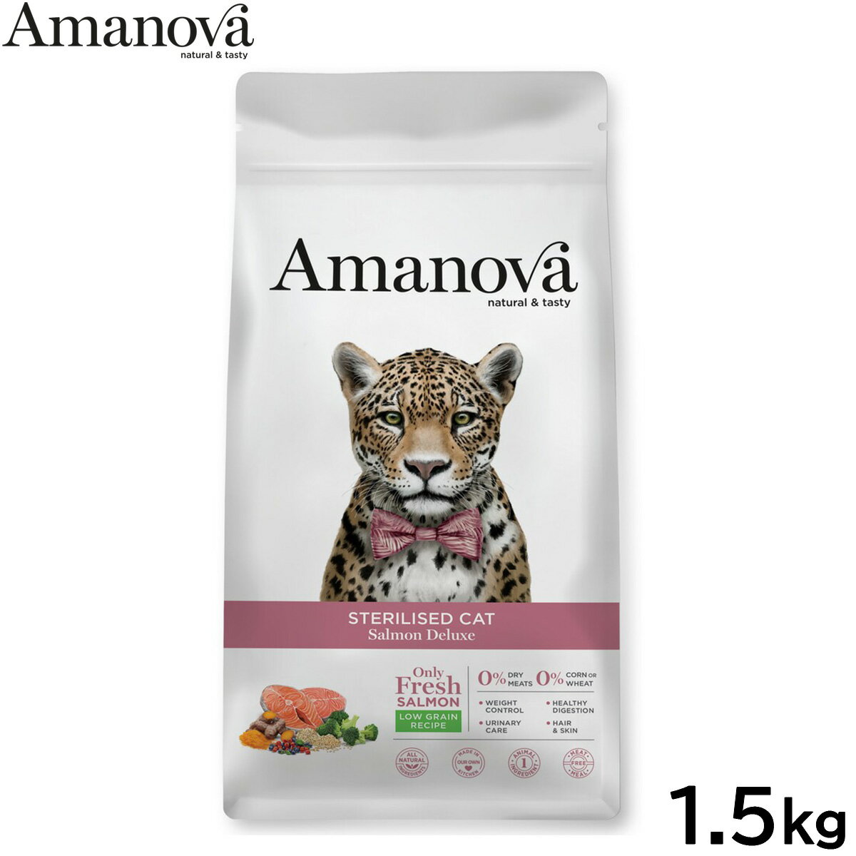 乐天商城 - 【店内ポイント最大42倍！本日限定！】アマノバ Amanova キャットフード ステアライズド キャット サーモン デラックス ドライフード 避妊・去勢猫用 小粒 1.5kg 無添加 ミール不使用