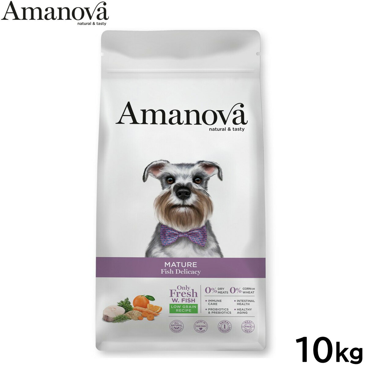 Premium - 【店内ポイント最大45倍！本日限定！】アマノバ Amanova ドッグフード マチュア フィッシュ デリカシー ドライフード シニア犬用 中粒 10kg 無添加 ミール不使用