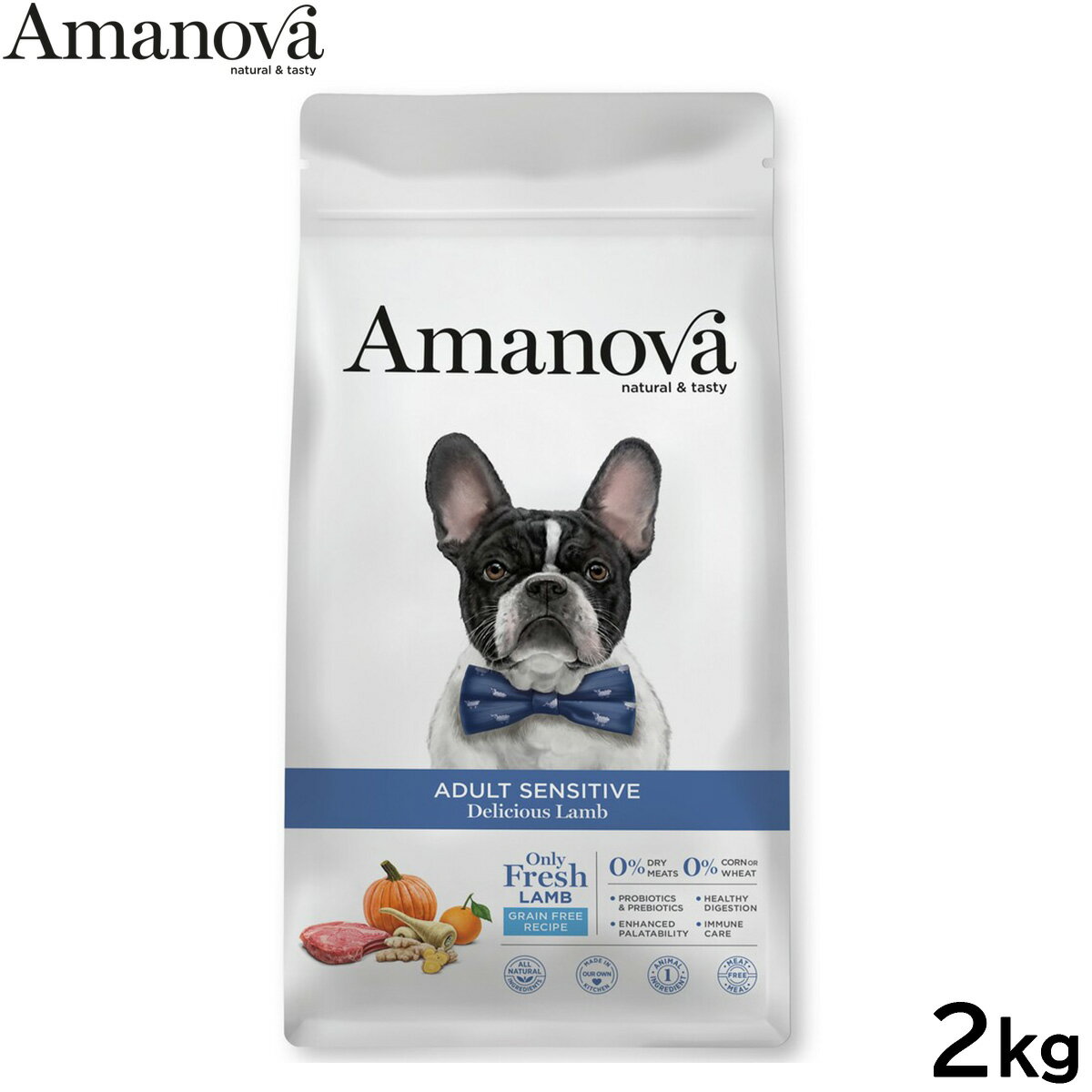 Rakuten - 【店内ポイント最大42倍！本日限定！】アマノバ Amanova ドッグフード アダルト センシティブ デリシャス ラム ドライフード 成犬用 中粒 2kg 無添加 ミール不使用