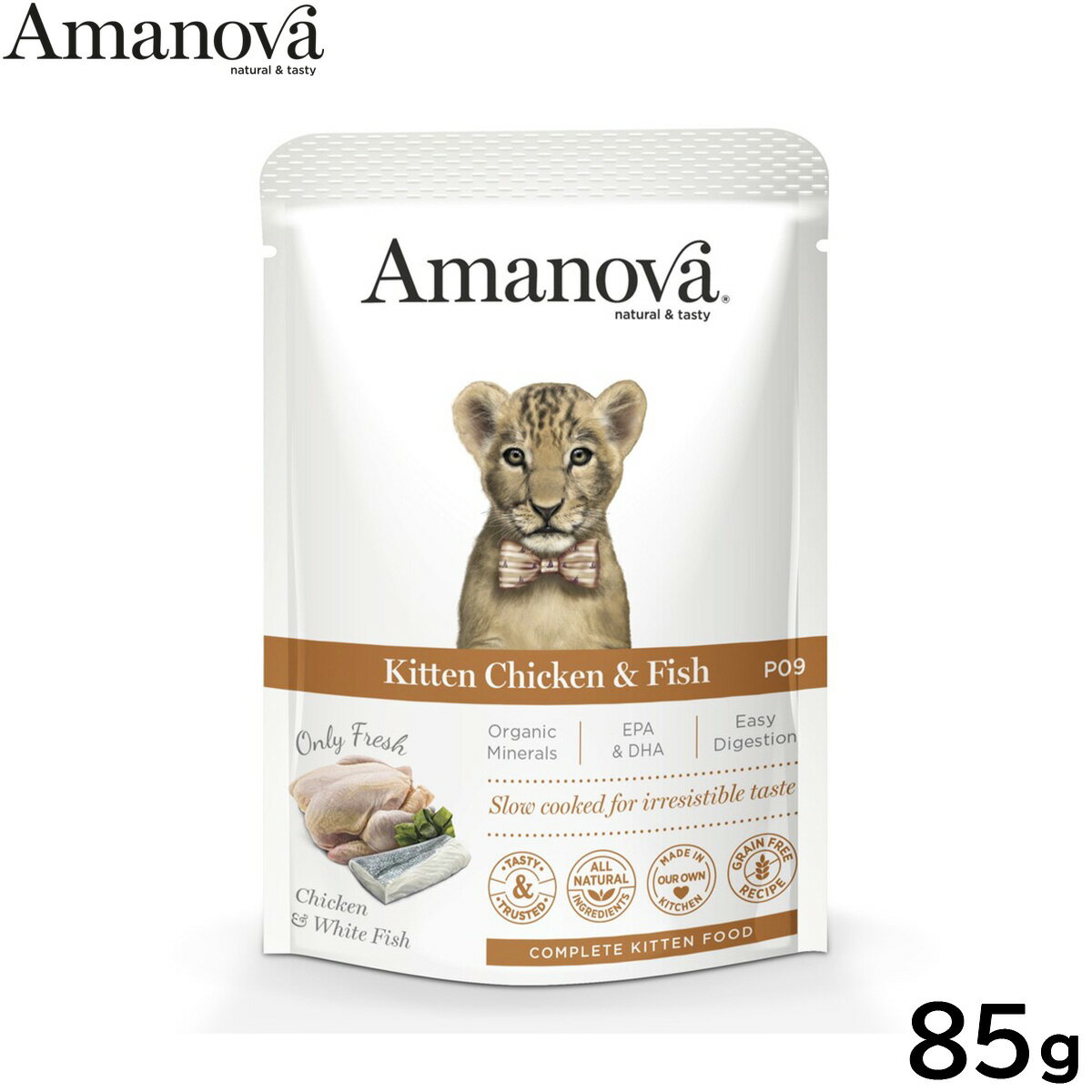 Premium - 【最大2000円OFFクーポン！＆店内ポイント最大56倍！本日限定！】アマノバ Amanova キャットフード パウチ キトン チキン アンド フィッシュ ウェットフード 子猫用 85g 無添加 ミール不使用