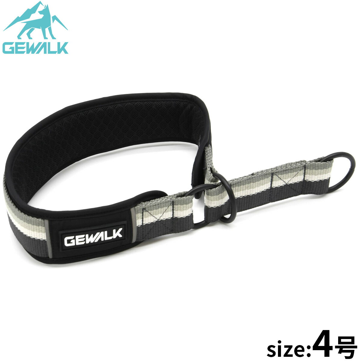 Nylon （Medium Dogs） - 【店内ポイント最大45倍！本日限定！】ジウォーク GEWALK ハーフチョーク（首輪） 4号 ブラック