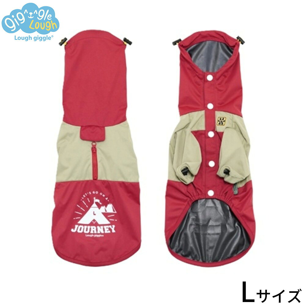 【店内ポイント最大41倍！本日限定！】ラフギーグル LOUGH GIGGLE オールウェザー スヌードジャケット 犬服 L レッド 全天候OK UVカット 伸縮素材