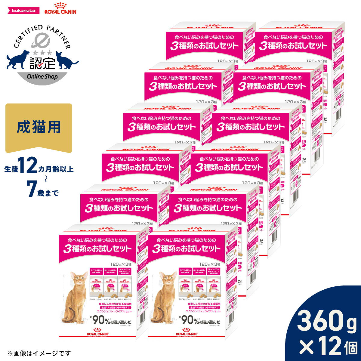 Rakuten - 【店内ポイント最大42倍！本日限定！】ロイヤルカナン 猫 キャットフード フィーラインヘルスニュートリション エクシジェント トライアルセット 360g×12個 正規品 愛猫の食へのこだわりを見つけるためのフード 成猫用