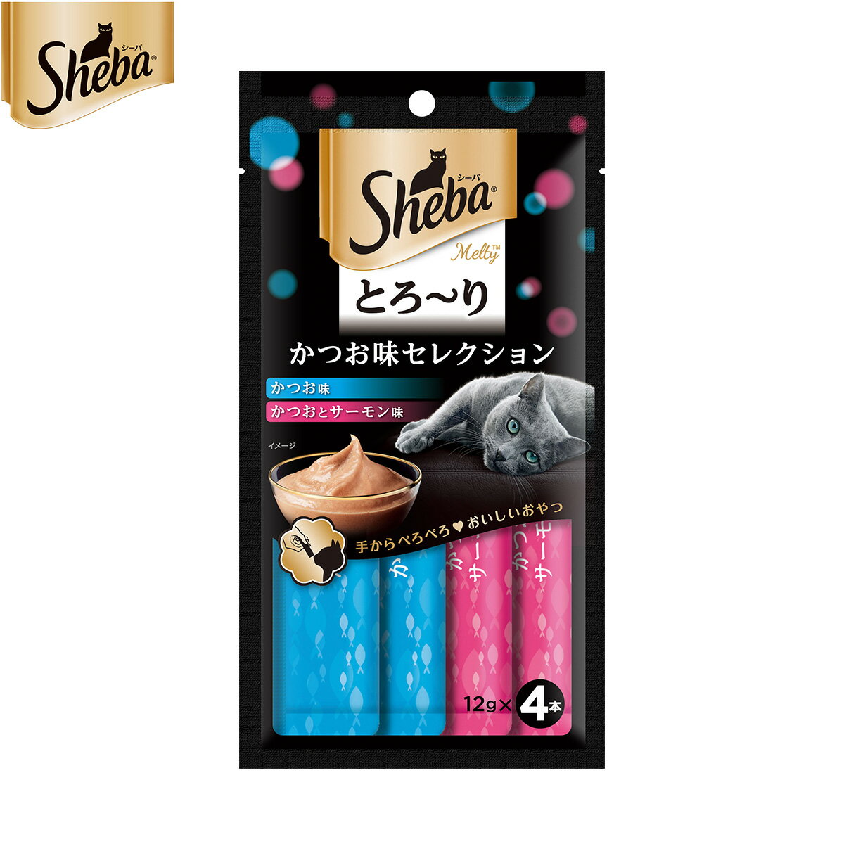 Rakuten - 【店内ポイント最大43倍！本日限定！】シーバ 猫用おやつ 成猫用 とろ〜り メルティ かつお味セレクション 12g×4本 ねこ