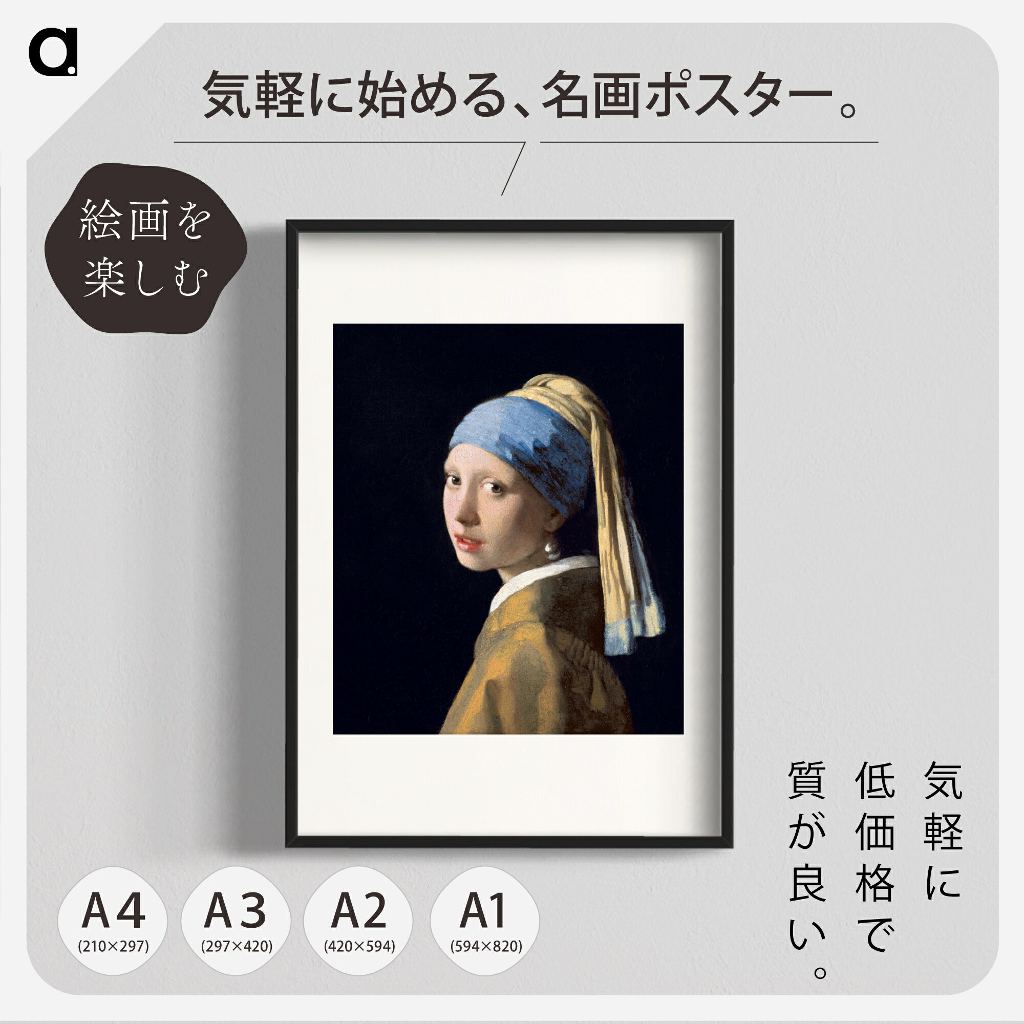 真珠の耳飾りの少女 ヨハネス・フェルメール A1 A2 A3 A4マット紙ポスター 超高精細印刷 artgraph.名画特集 インテリアに 