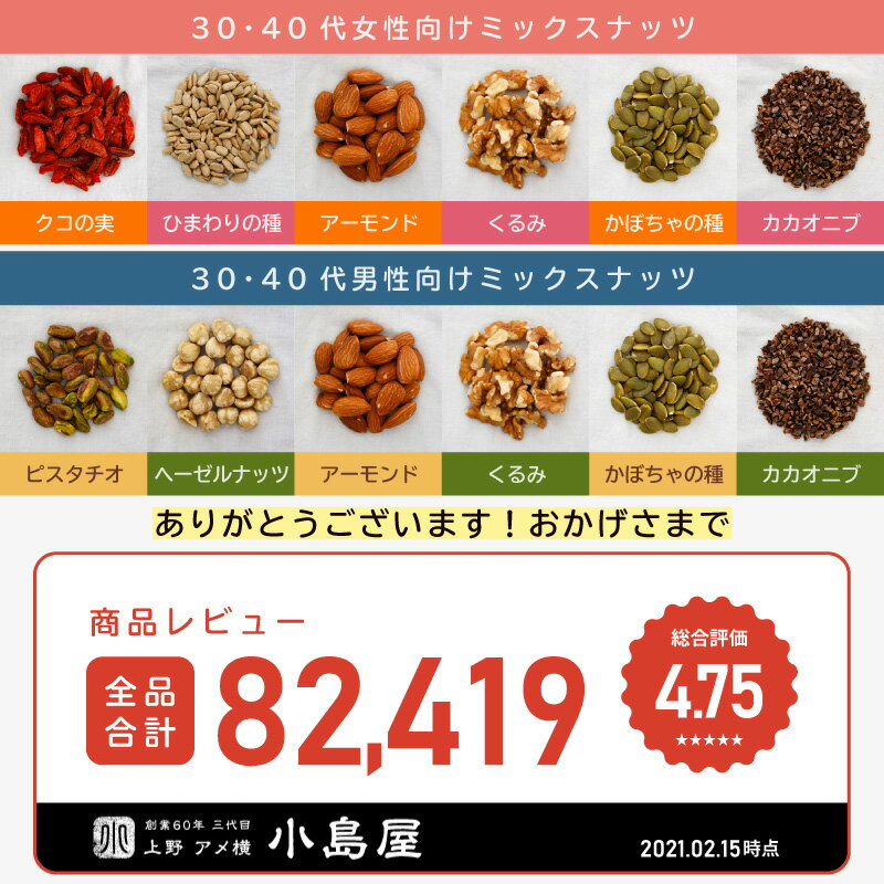 【30-40代向け】 無添加 素焼き ミックスナッツ 300g 5袋 (1.5kg) 年齢や性別に合わせた栄養素で配合男性 女性 アーモンド くるみ ひまわりの種 かぼちゃの種 クコの実 カカオニブ 無塩 無油 美容 健康 男女 年代別 年齢別 送料無料 ナッツ 専門店 上野 アメ横 2