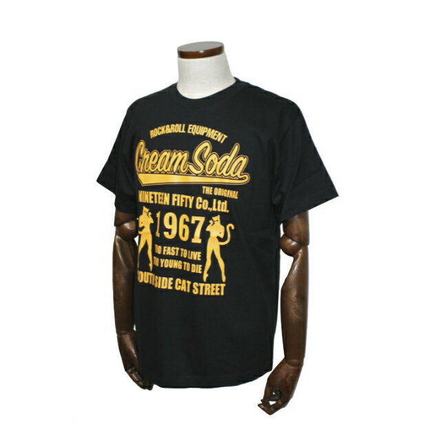 CREAM SODACS 1967ダブル立ちネコTシャツブラ