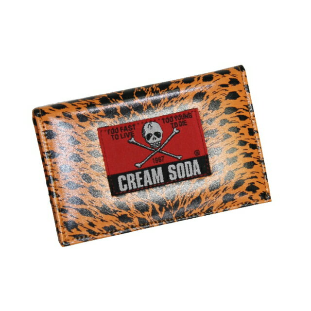 CREAM SODACSヒョウ柄パスケースオレンジクリームソ