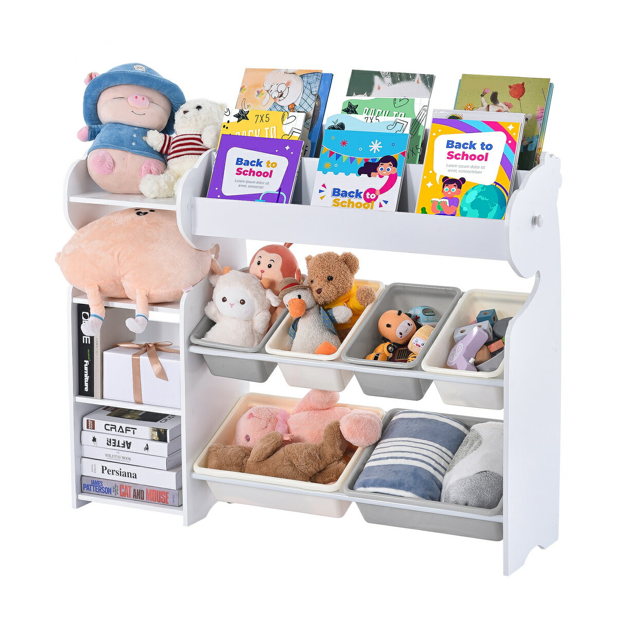 おもちゃ収納 絵本棚 子ども用家具 可愛い お子様用 絵本ラック 収納ラック 収納ボックス 収納ケース 子ども用 家具 木製 大容量 キッズ 出産祝い BOX付