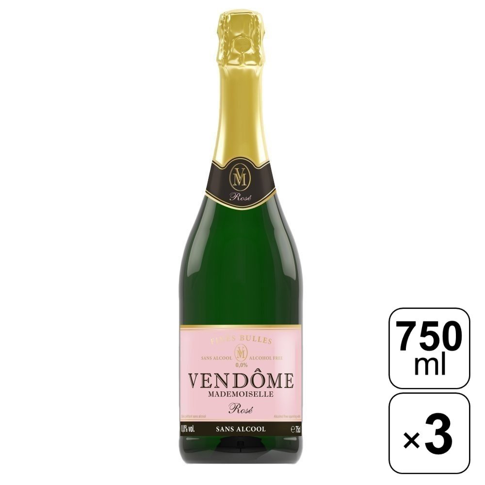 【レビュー書いて500円offクーポン】 VENDOME ヴァンドーム ロゼ 750ml×3本セット おしぼり付き スパークリング ワイン ノンアルコール ドイツ産 辛口 お祝い パーティー 飲料ドリンク ノンアル イベント おすすめ 妊婦 運転