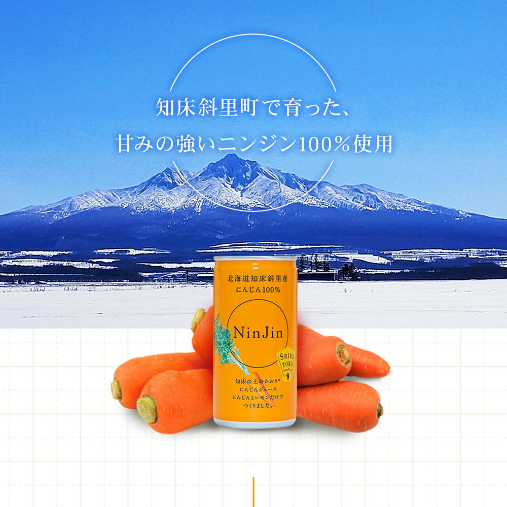 [レビュー投稿で500円OFFクーポン進呈中] 知床斜里産にんじん 100% ジュース 人参ジュース 190ml×30本 無添加 野菜ジュース レモン 北海道 砂糖不使用 無着色 食塩無添加 無香料 しれとこ