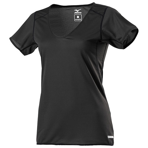 【アウトレット】MIZUNO ミズノ ハイドロ銀チタンアンダーラウンドネック半袖［レディース］/チャコールブラック C2JA9305