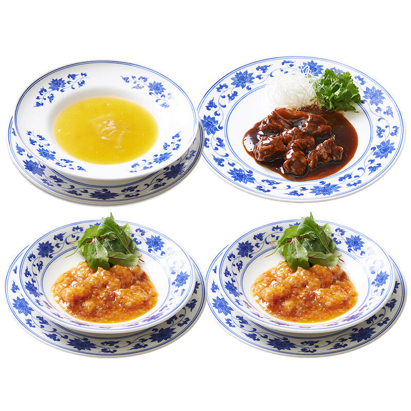 【送料無料】(冷凍)【ギフト】中國菜 老四川 飄香中華総菜詰合せ ( 黒酢酢豚×1エビのチリソース煮×2ふかひれと金華ハムの黄金スープ×1 ) |古樹軒 高級 ...
