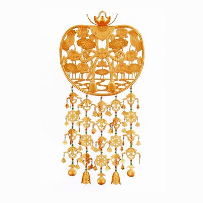 【寺院用】 金華鬘(かねけまん/きんけまん) 蓮水型 銅地 金メッキ 金物珱珞付直径1尺(30cm)【納期目安：通常約3ヶ月後発送】