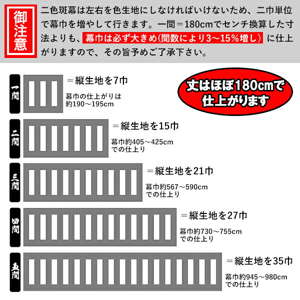 ◆【受注生産】定型紅白幕 [一間角] 綿製[幕巾]180cm強×垂(丈) 約180cm(6尺) ※幕巾...