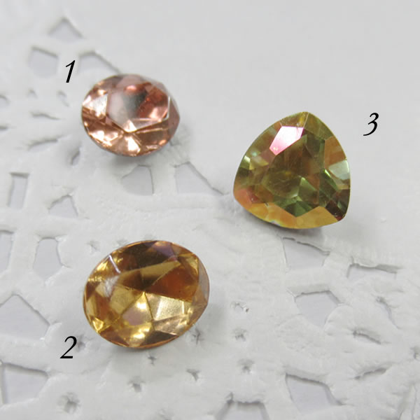 アクリルストーン デコパーツ(1個入) オーバル トライアングル ※裏面ノンフラット