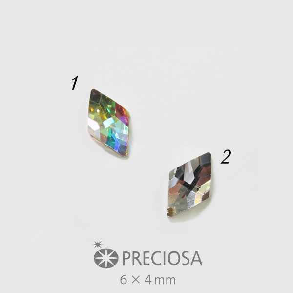 ひし形 ストーン プレシオサ PRECIOSA ガラスパーツ 6×4mm (1粒) クリスタル / クリスタルAB ネイル ガラス ハンドメ…