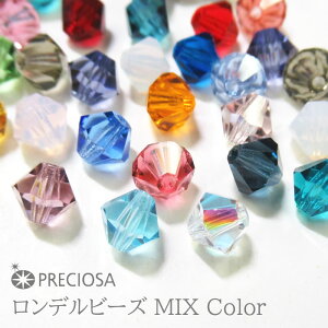 ハンドメイド ビーズ プレシオサ ビーズ 【カラーMIXタイプ】アソート 3mm (30粒) 4mm (30粒) 5mm (20粒) 6mm (20粒)ビーズパーツ チェコビーズ ガラスビーズ ソロバン パーツ アクセサリー 手芸 ビーズ アクセサリー スワロフスキー 代用