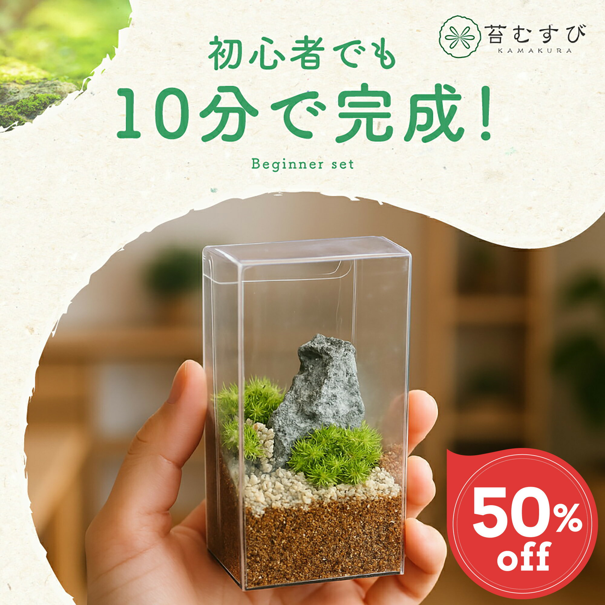 ＼送料無料／【かんたん苔テラリウムキット】割れない・軽い・汚れない。誰でも楽しめる苔の入門キット 苔 テラリウム キット 初心者 セット